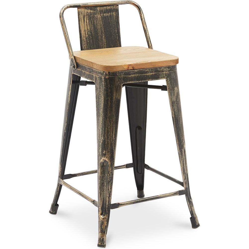 Tabouret de bar avec dossier - Design industriel - Bois et acier - 60cm - Nouvelle édition - Stylix image 8