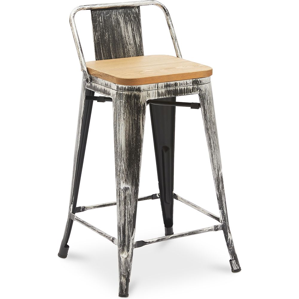 Tabouret de bar avec dossier - Design industriel - Bois et acier - 60cm - Nouvelle édition - Stylix image 8