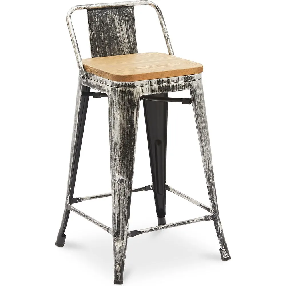 Tabouret de bar avec dossier - Design industriel - Bois et acier - 60cm - Nouvelle édition - Stylix image 8