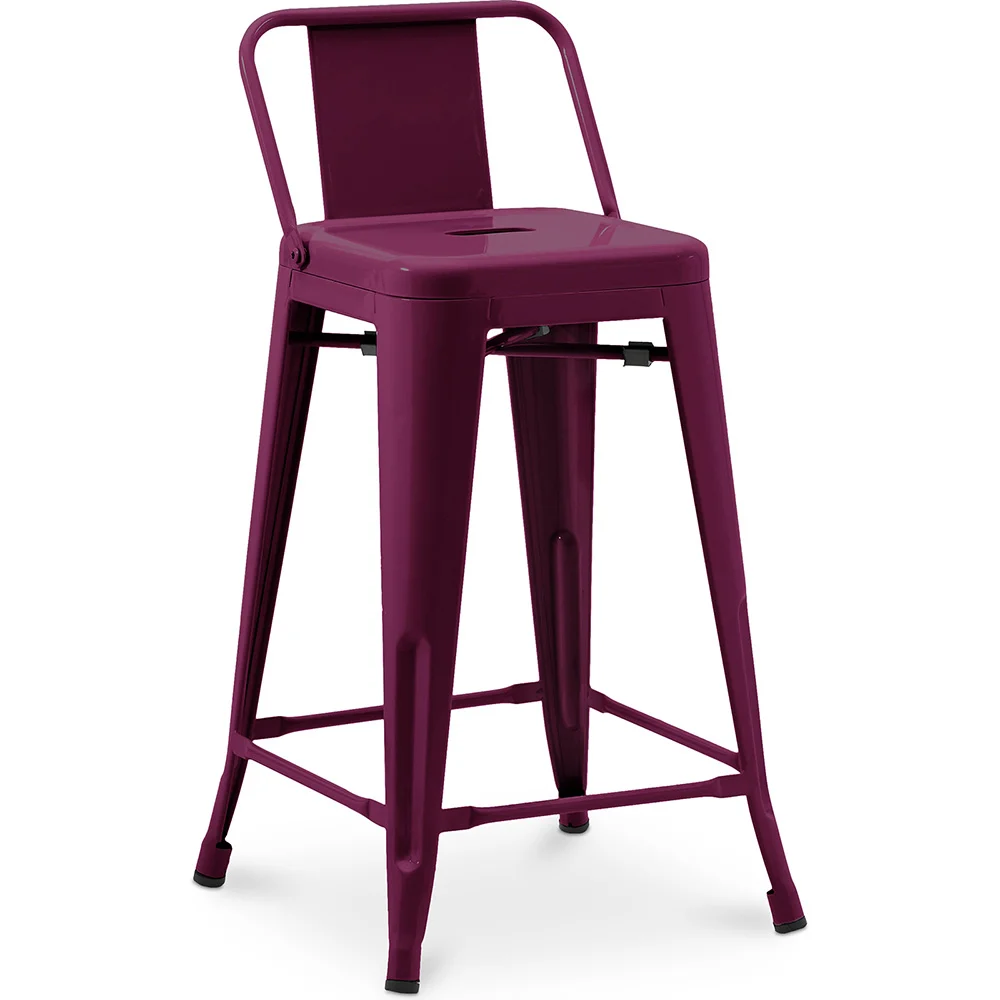 Tabouret de bar avec dossier - Design industriel - 60cm - Nouvelle édition - Stylix image 8