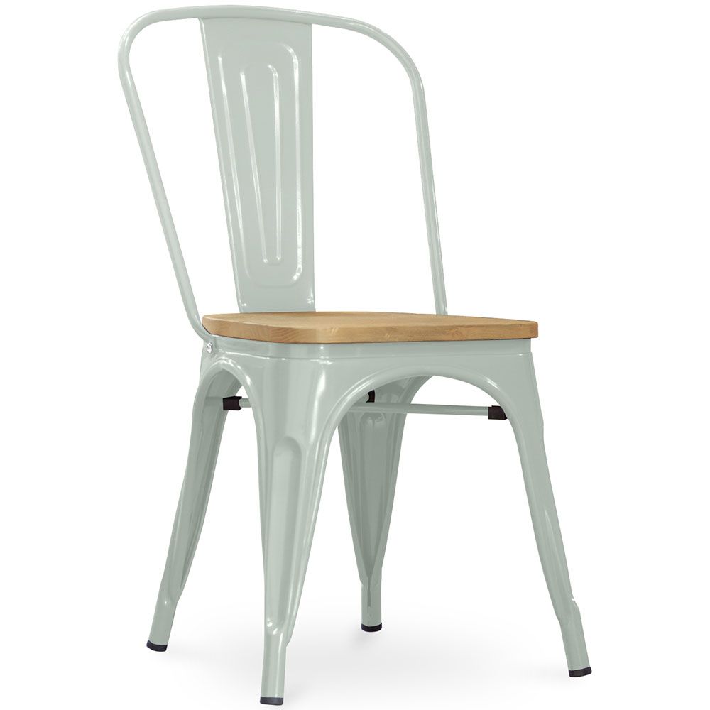 Chaise de salle à manger - Design industriel - Acier et bois - Nouvelle édition - Stylix image 8