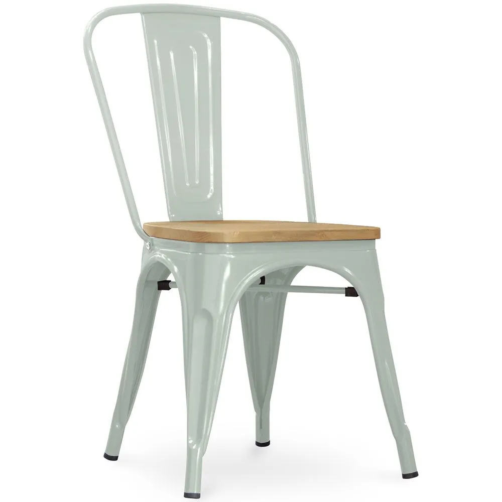Chaise de salle à manger - Design industriel - Acier et bois - Nouvelle édition - Stylix image 8