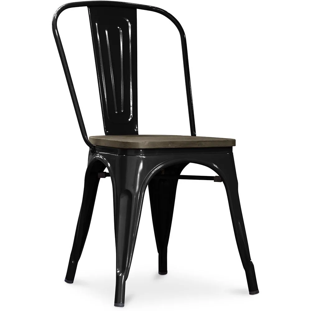 Chaise de salle à manger - Design industriel - Acier et bois - Nouvelle édition - Stylix image 8