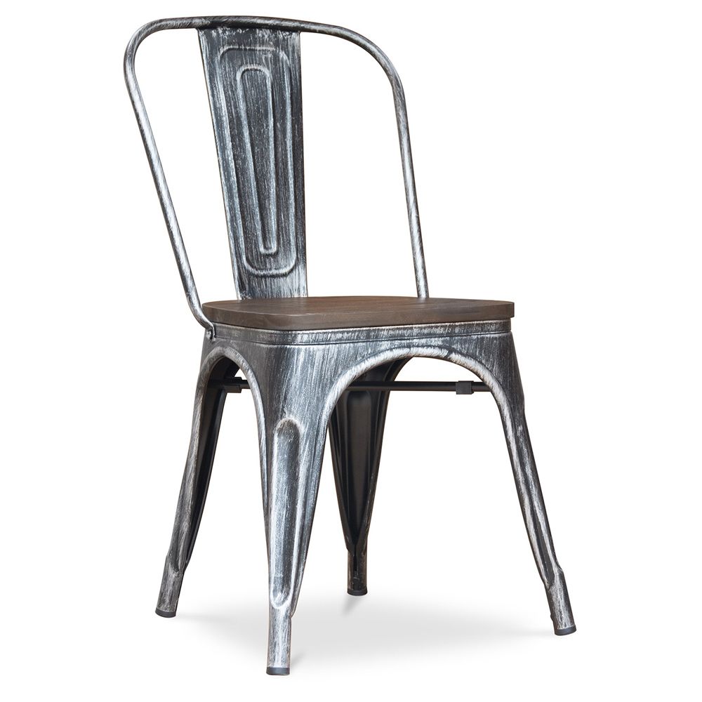 Chaise de salle à manger - Design industriel - Acier et bois - Nouvelle édition - Stylix image 8