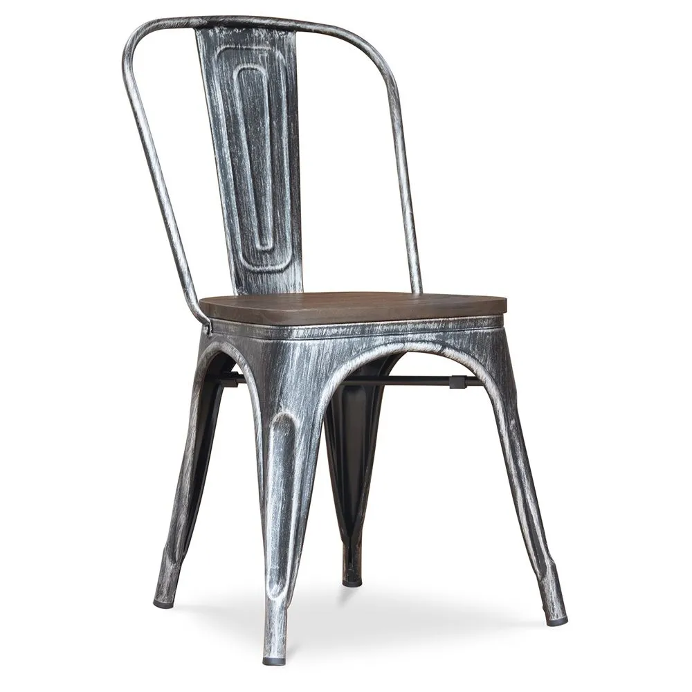 Chaise de salle à manger - Design industriel - Acier et bois - Nouvelle édition - Stylix image 8