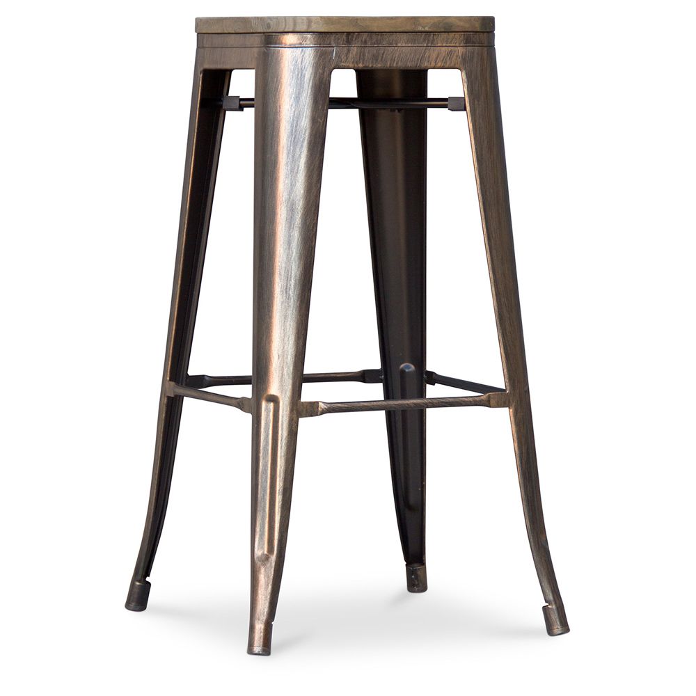 Tabouret de bar - Design industriel - Bois et acier - 76 cm - New Edition- Stylix image 8