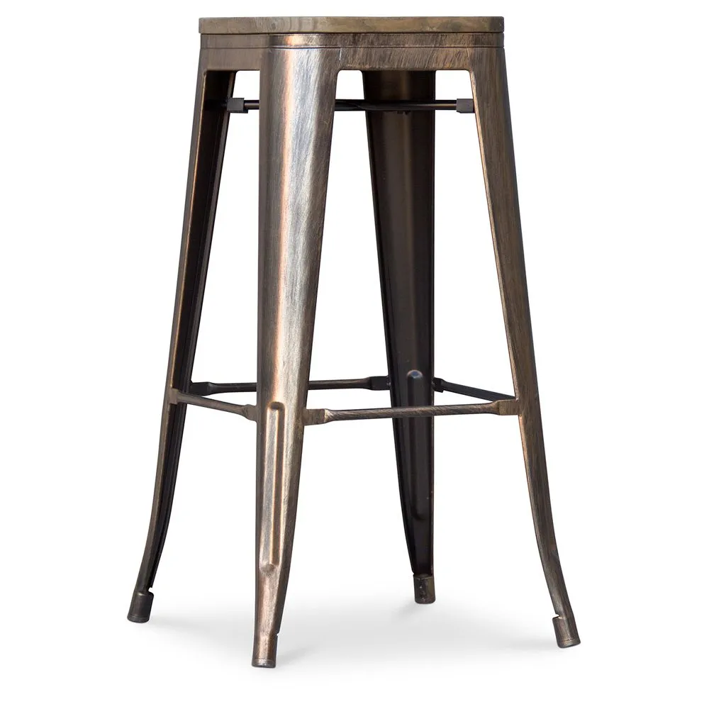 Tabouret de bar - Design industriel - Bois et acier - 76 cm - New Edition- Stylix image 8