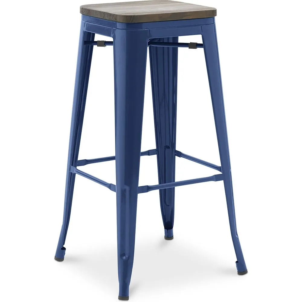 Tabouret de bar - Design industriel - Bois et acier - 76 cm - New Edition- Stylix image 8