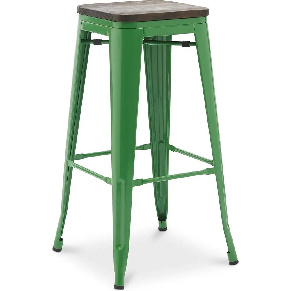 Tabouret de bar - Design industriel - Bois et acier - 76 cm - New Edition- Stylix image 8