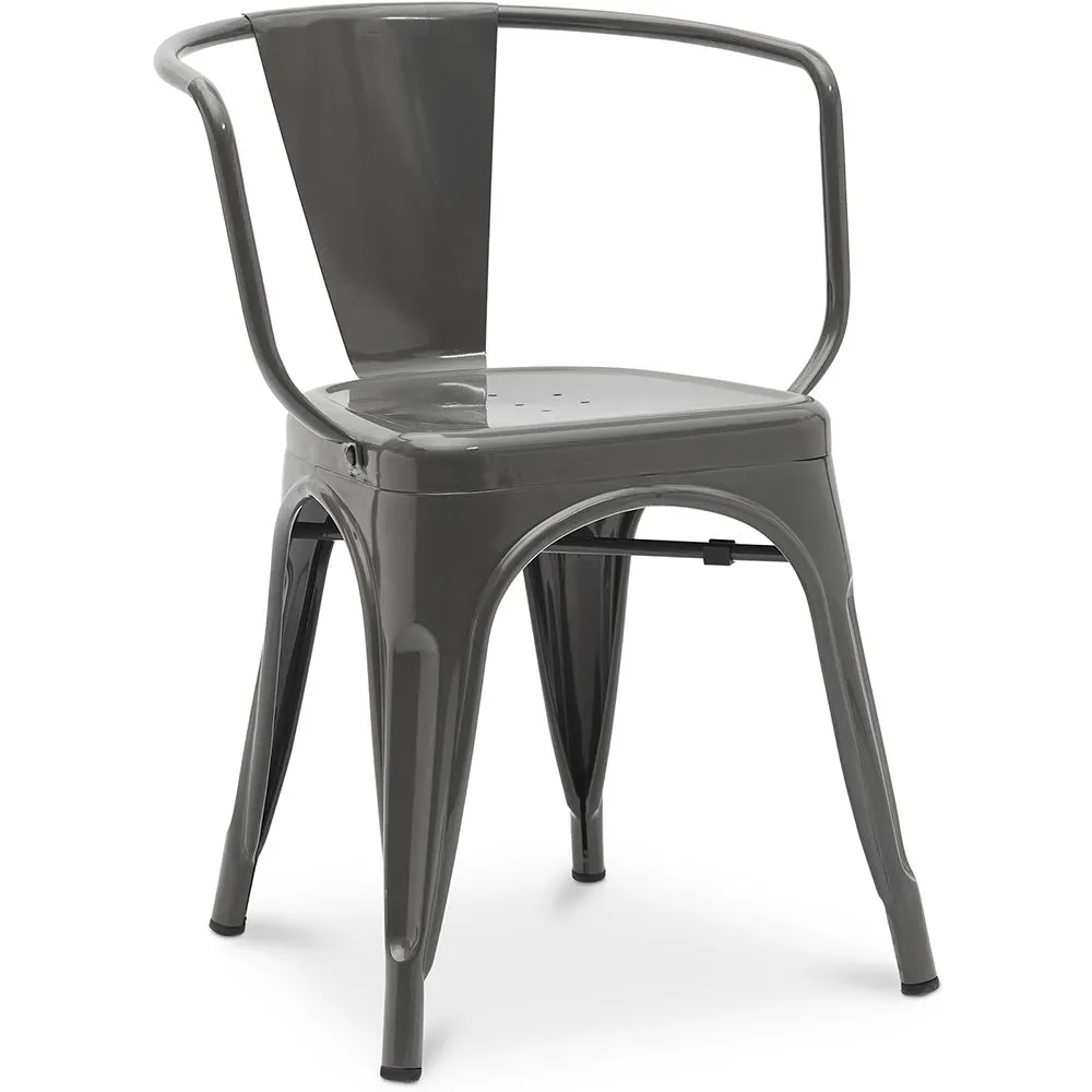 Chaise de salle à manger avec accoudoirs - Design industriel - Acier - Nouvelle édition - Stylix image 8