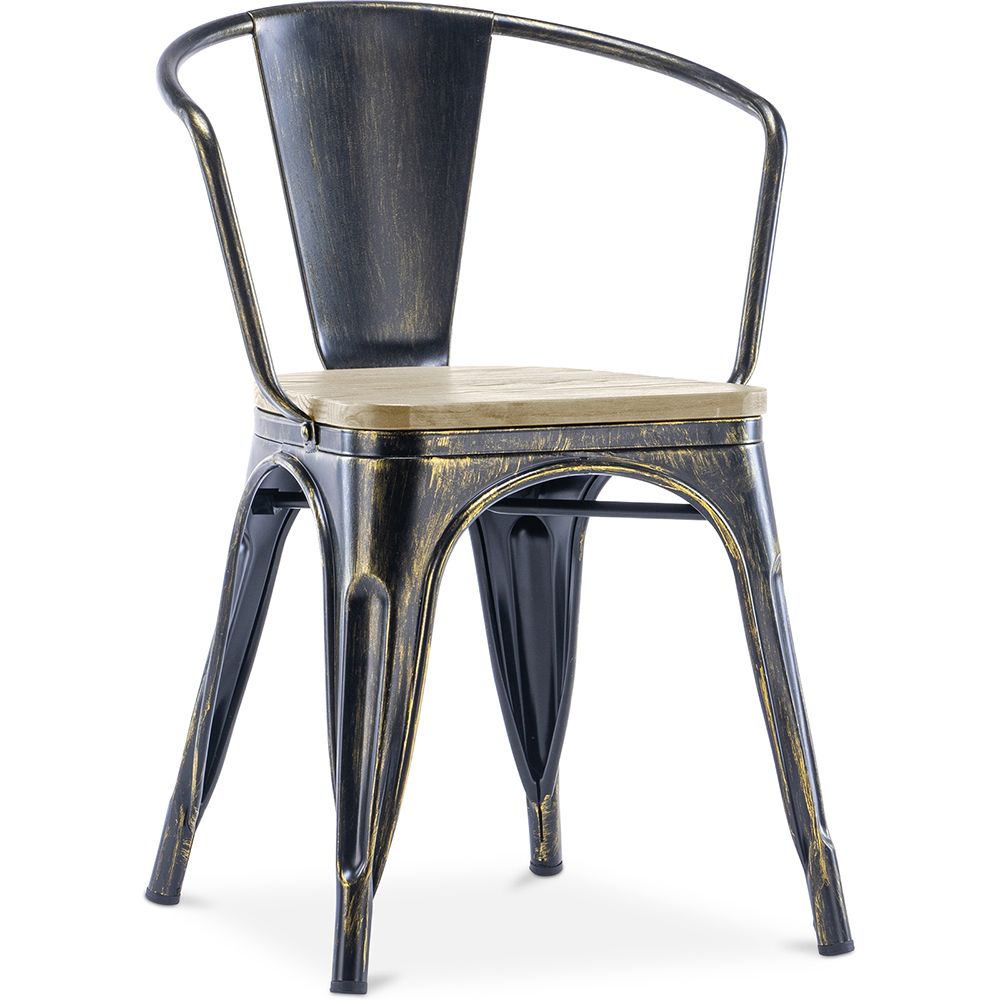 Chaise de salle à manger avec accoudoirs - Design industriel - Bois et acier - Nouvelle édition - Stylix image 8