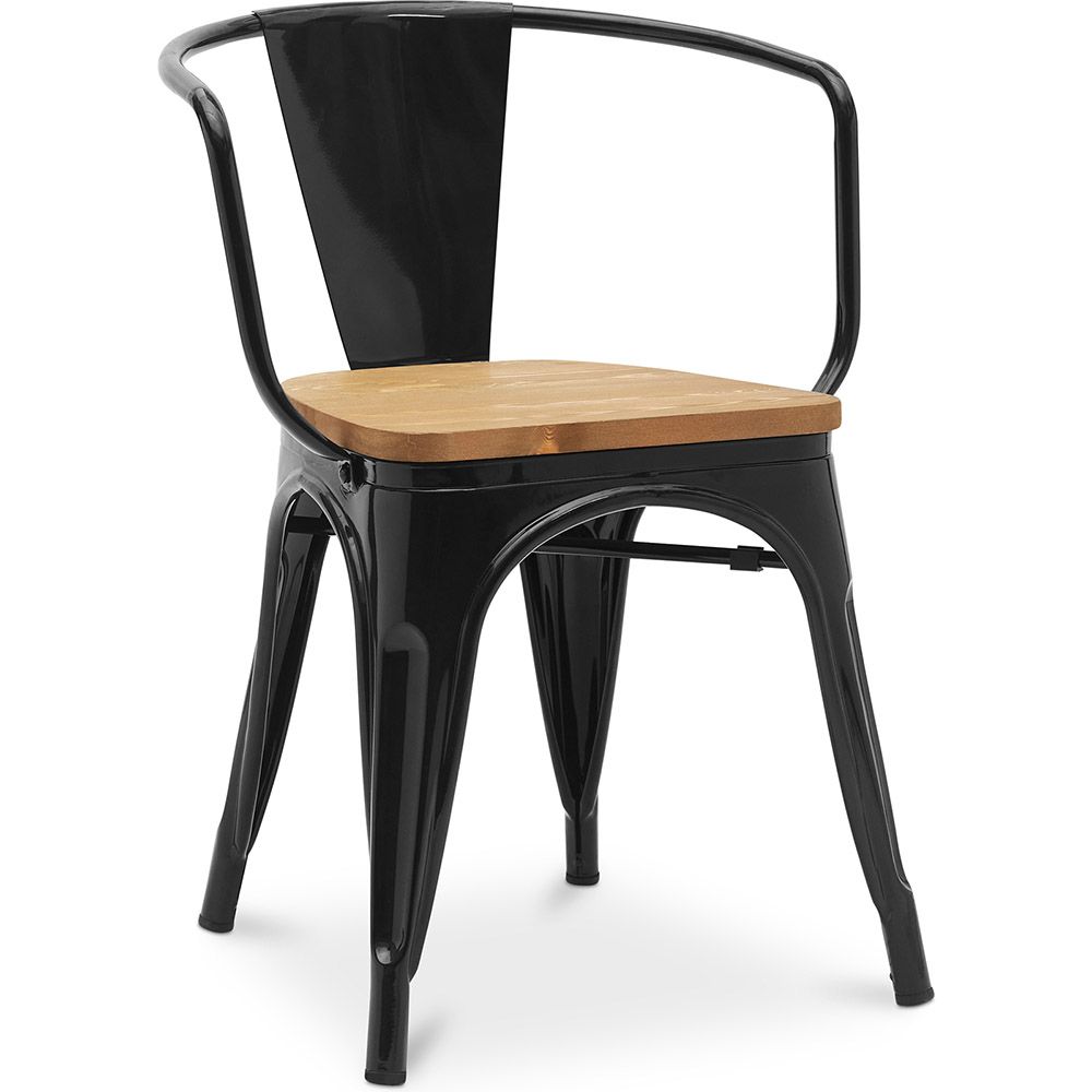 Chaise de salle à manger avec accoudoirs - Design industriel - Bois et acier - Nouvelle édition - Stylix image 8
