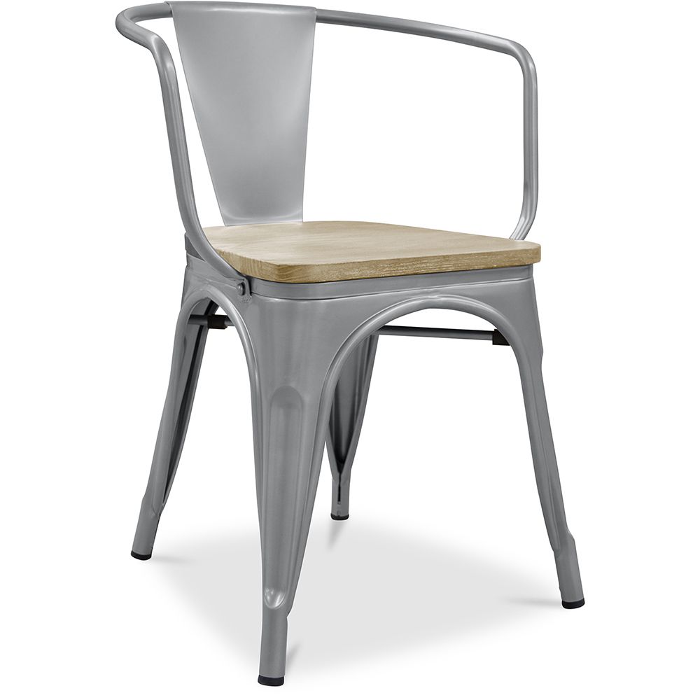Chaise de salle à manger avec accoudoirs - Design industriel - Bois et acier - Nouvelle édition - Stylix image 8