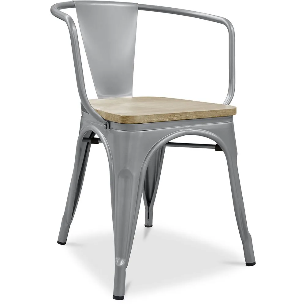 Chaise de salle à manger avec accoudoirs - Design industriel - Bois et acier - Nouvelle édition - Stylix image 8