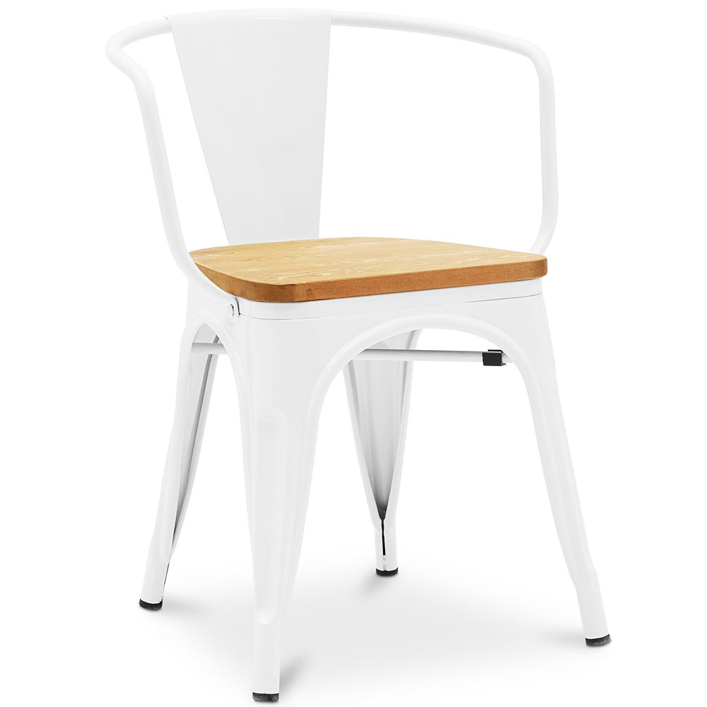 Chaise de salle à manger avec accoudoirs - Design industriel - Bois et acier - Nouvelle édition - Stylix image 8