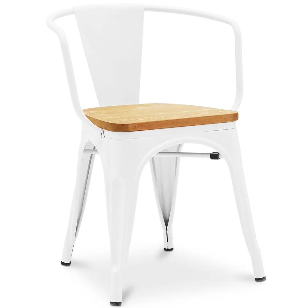 Chaise de salle à manger avec accoudoirs - Design industriel - Bois et acier - Nouvelle édition - Stylix image 8