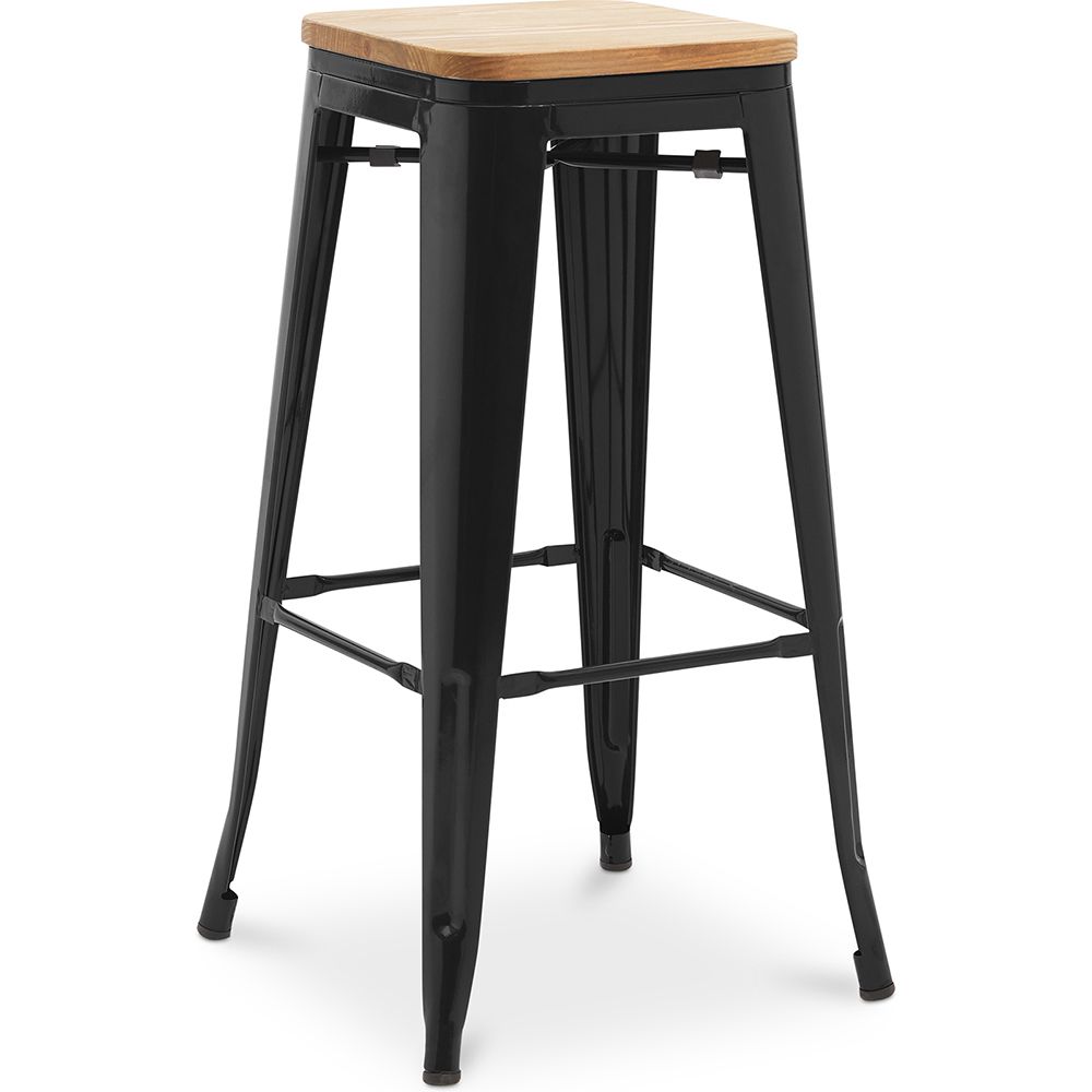Tabouret de bar - Design industriel - Bois et acier - 76cm - Nouvelle édition - Stylix image 8