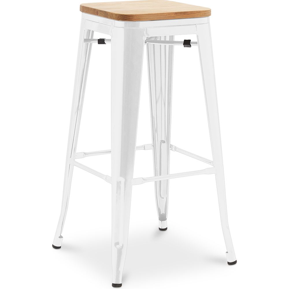 Tabouret de bar - Design industriel - Bois et acier - 76cm - Nouvelle édition - Stylix image 8
