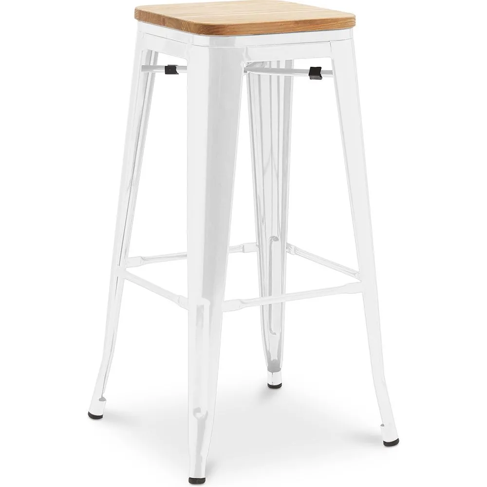 Tabouret de bar - Design industriel - Bois et acier - 76cm - Nouvelle édition - Stylix image 8