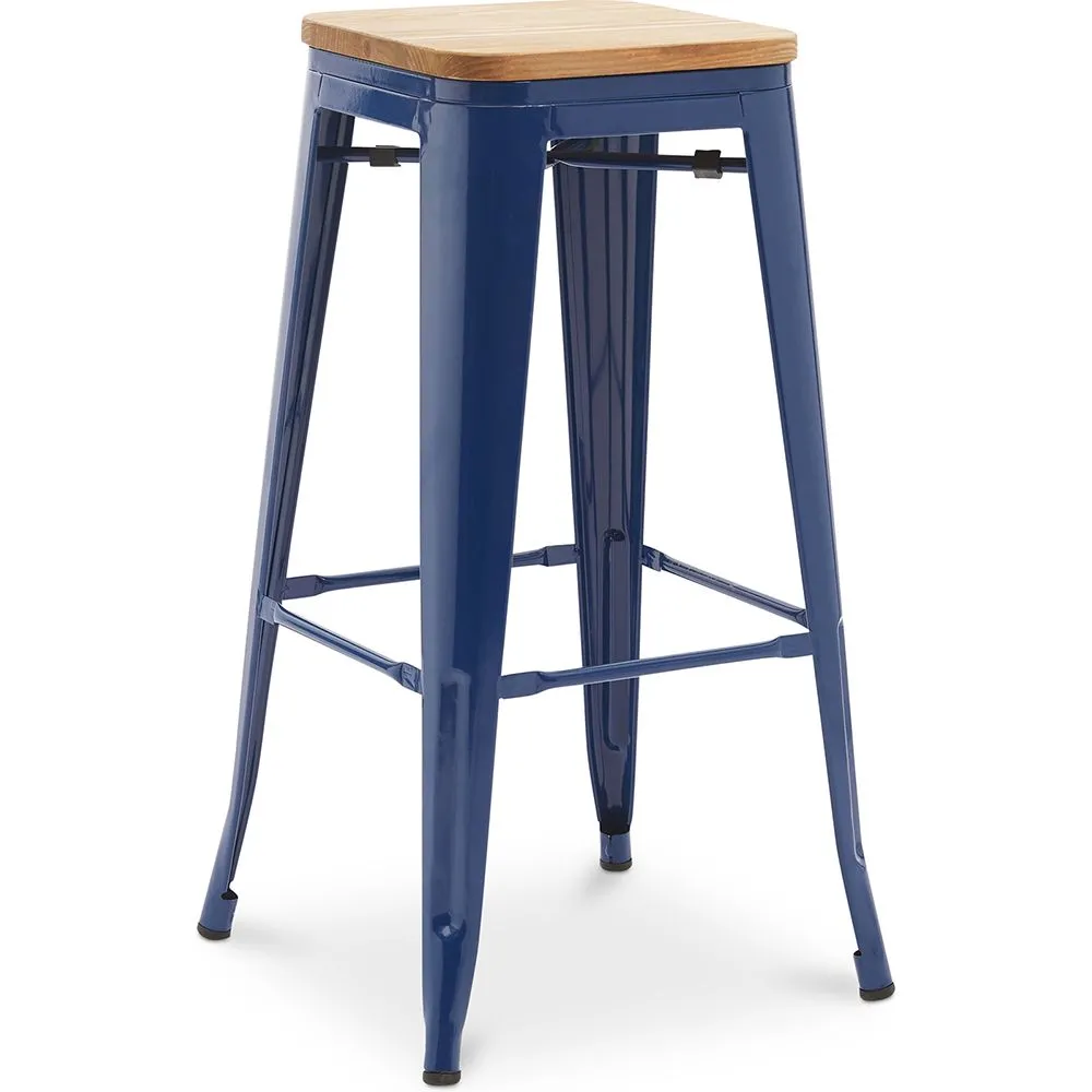 Tabouret de bar - Design industriel - Bois et acier - 76cm - Nouvelle édition - Stylix image 8