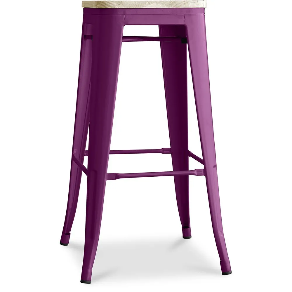 Tabouret de bar - Design industriel - Bois et acier - 76cm - Nouvelle édition - Stylix image 8