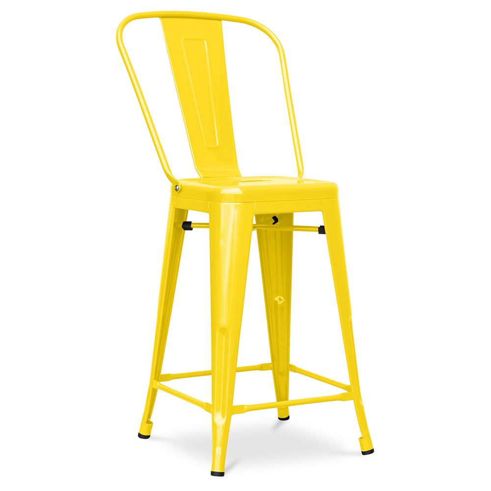 Tabouret de bar avec dossier - Design industriel - 60cm - Nouvelle édition - Stylix image 8