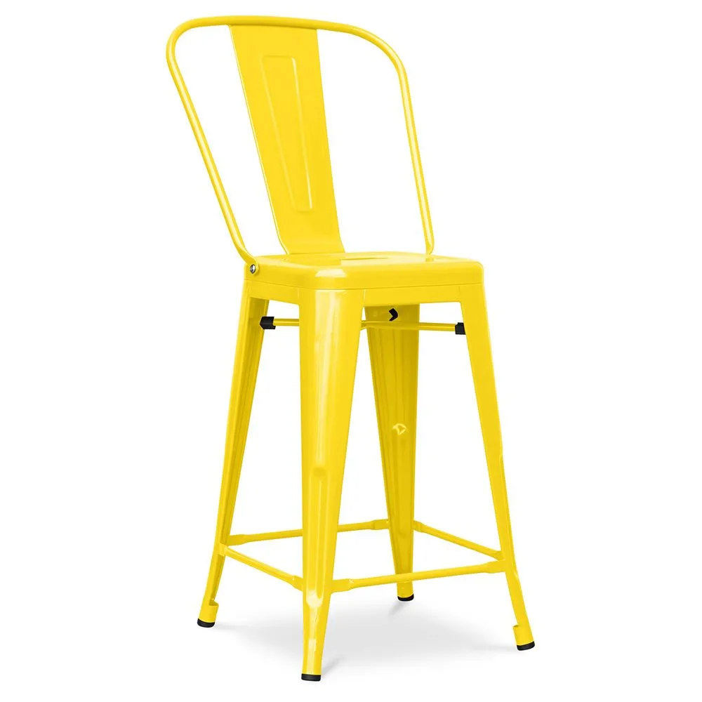 Tabouret de bar avec dossier - Design industriel - 60cm - Nouvelle édition - Stylix image 8