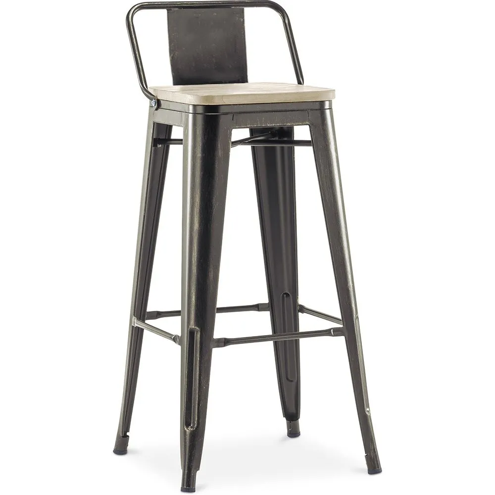 Tabouret de bar avec dossier - Design industriel - Bois et acier - 76cm - Nouvelle édition - Stylix image 8
