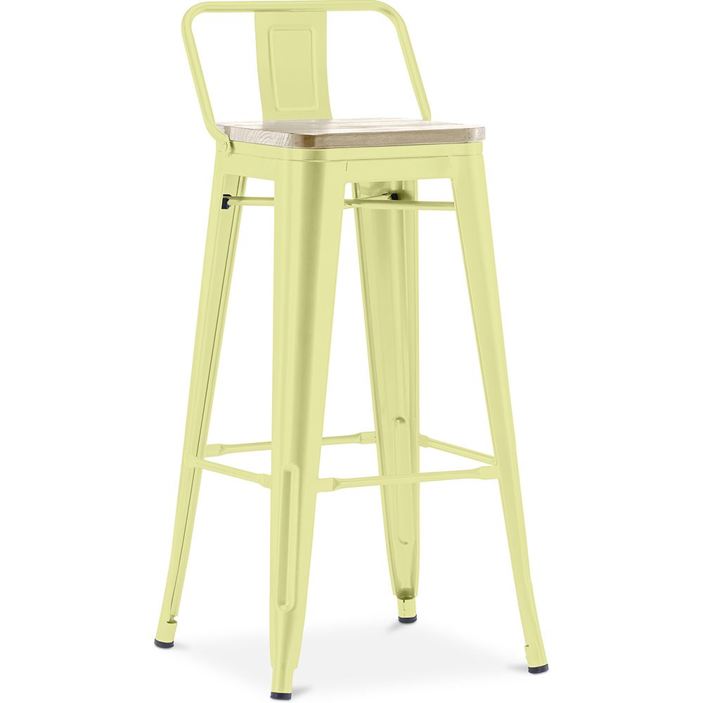 Tabouret de bar avec dossier - Design industriel - Bois et acier - 76cm - Nouvelle édition - Stylix image 8