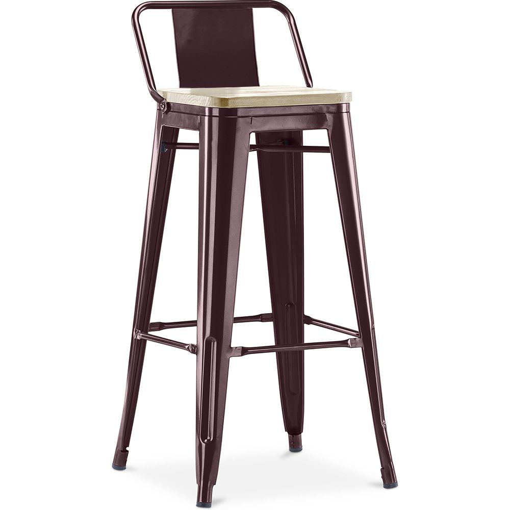 Tabouret de bar avec dossier - Design industriel - Bois et acier - 76cm - Nouvelle édition - Stylix image 8