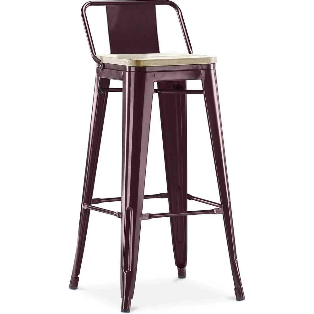 Tabouret de bar avec dossier - Design industriel - Bois et acier - 76cm - Nouvelle édition - Stylix image 8