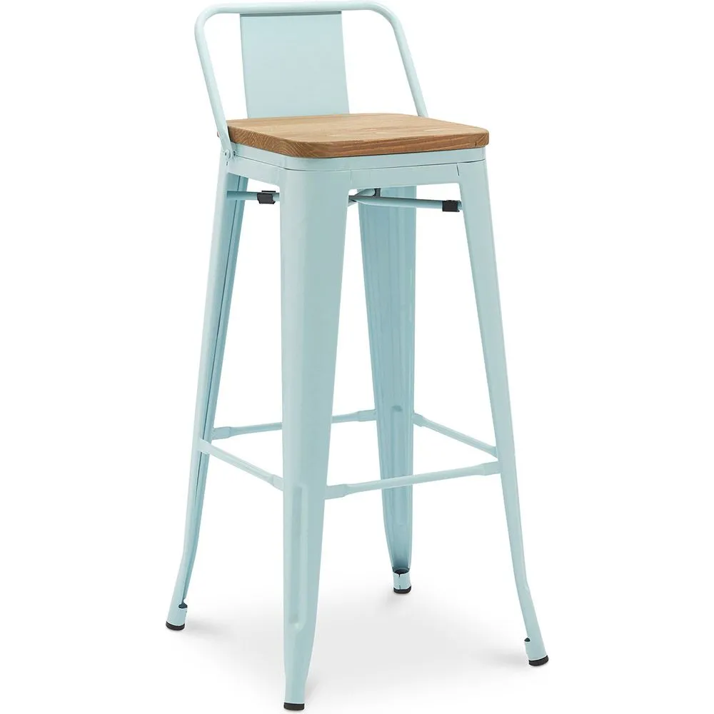 Tabouret de bar avec dossier - Design industriel - Bois et acier - 76cm - Nouvelle édition - Stylix image 8