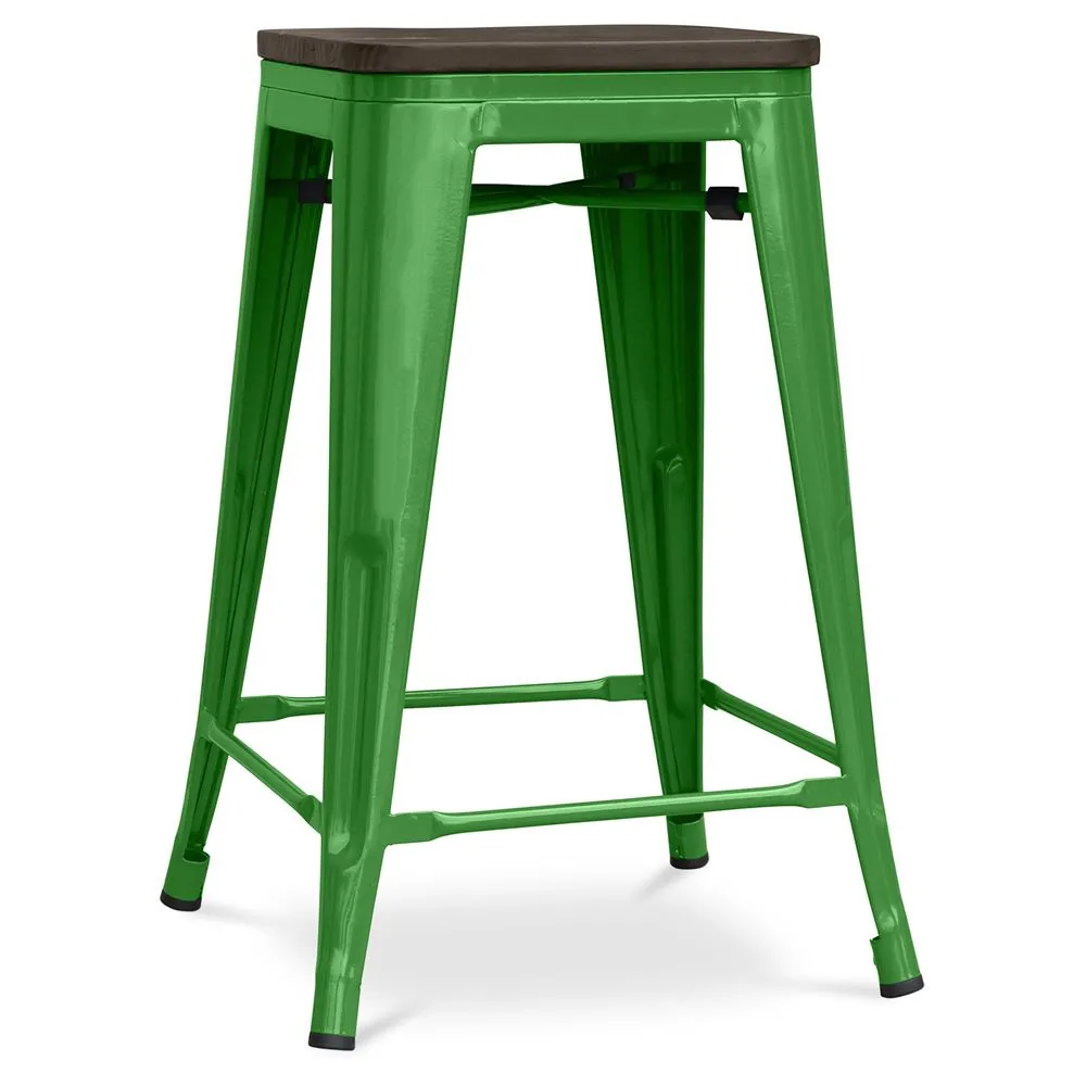 Tabouret de Bar - Design Industriel - Bois et Acier - 60cm -Stylix image 8