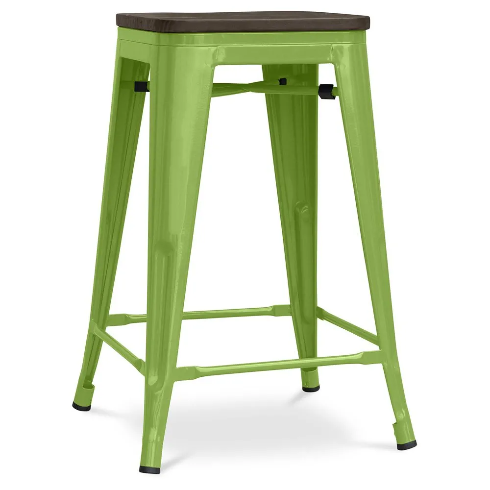 Tabouret de Bar - Design Industriel - Bois et Acier - 60cm -Stylix image 8