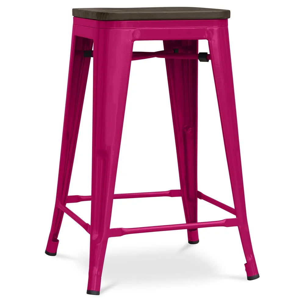 Tabouret de Bar - Design Industriel - Bois et Acier - 60cm -Stylix image 8
