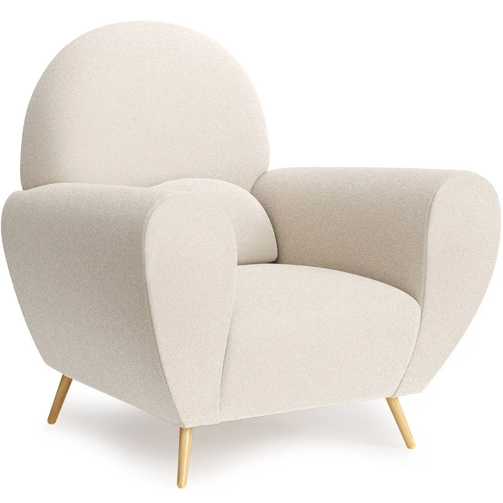 Fauteuil avec Accoudoirs En Bouclette Fausse Fourrure Tapissée - Boucles Blanches - Belise image 8