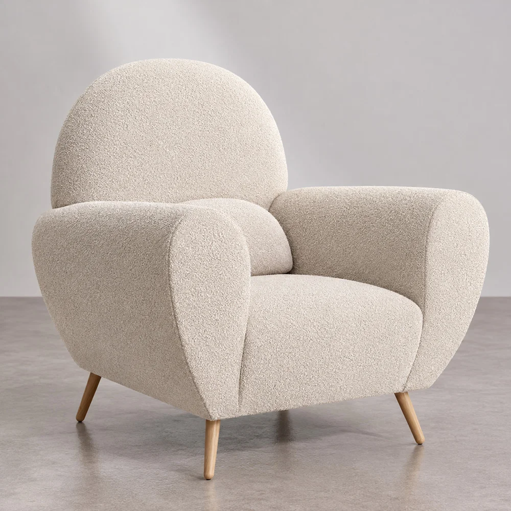 Fauteuil avec accoudoirs - Rembourré en tissu Bouclette - Belise image 8