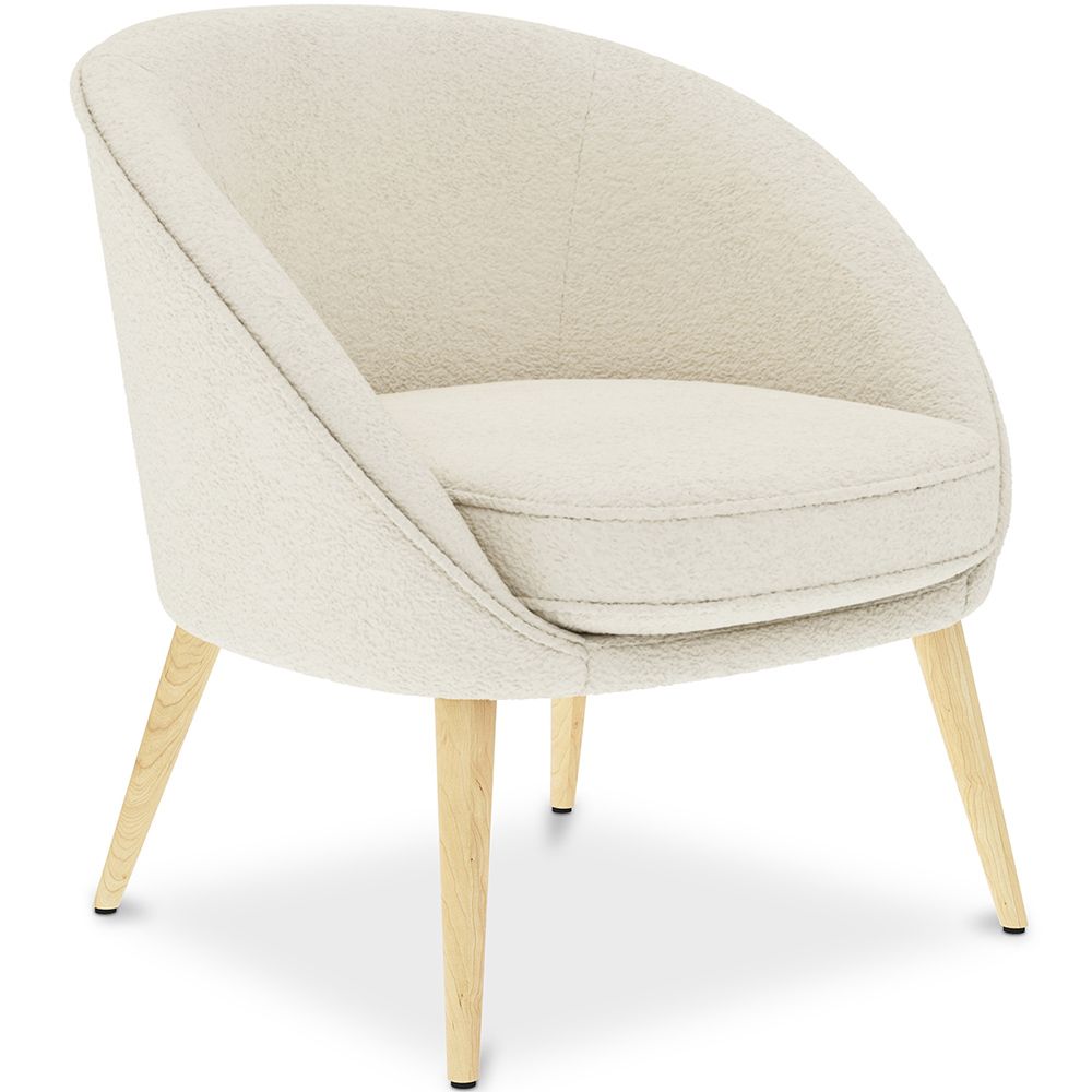 Fauteuil avec Accoudoirs En Bouclette Fausse Fourrure Tapissée - Boucles Blanches - Pimba image 8