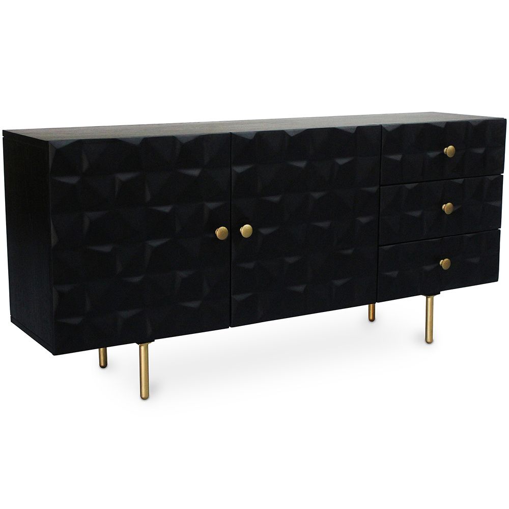 Buffet noir vintage en bois massif et métal - Huisu image 8