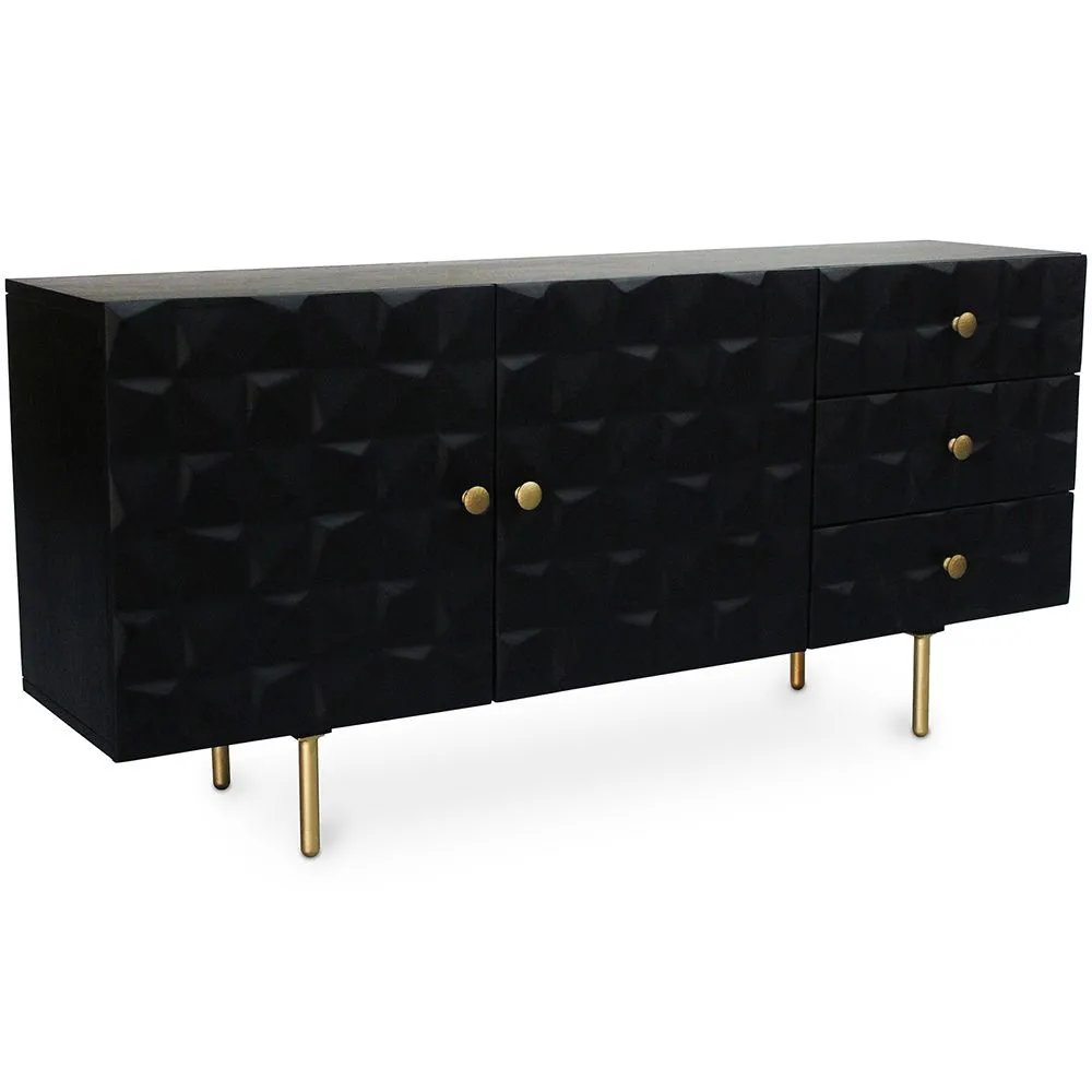Buffet noir vintage en bois massif et métal - Huisu image 8