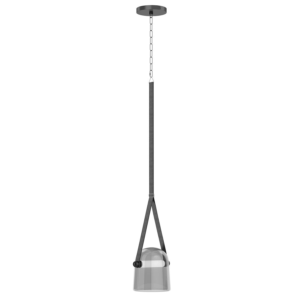 Lustre de plafond - Suspension - Cuir et verre - Bim image 8
