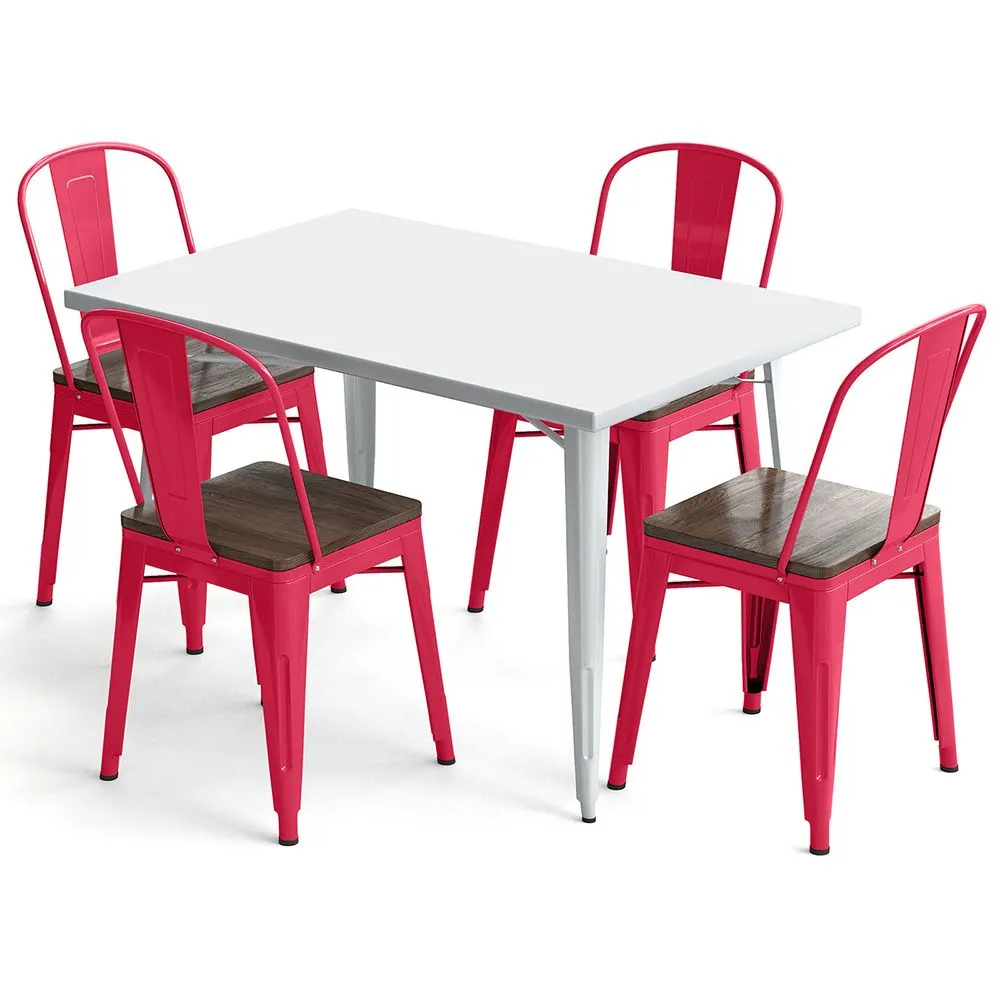 Pack Table à manger et 4 chaises à manger Design industriel - Nouvelle édition- Bistrot Stylix image 8