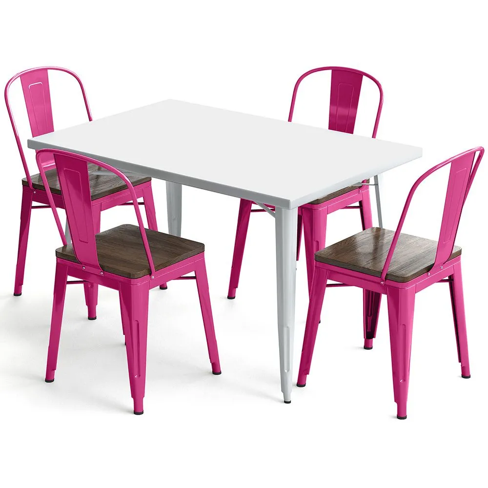 Pack Table à manger et 4 chaises à manger Design industriel - Nouvelle édition- Bistrot Stylix image 8