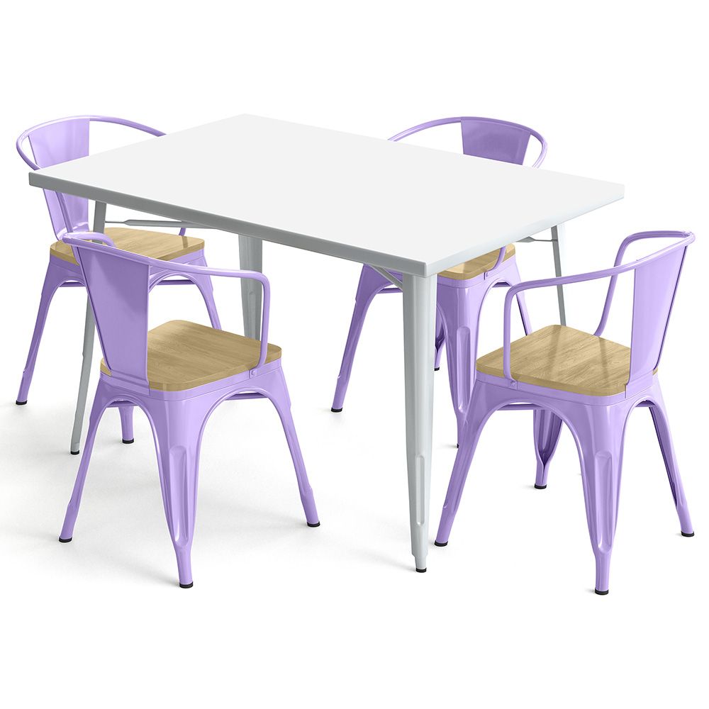 Pack Table de salle à manger et 4 chaises de salle à manger avec accoudoirs Design industriel - Nouvelle édition - Bistrot Stylix image 8