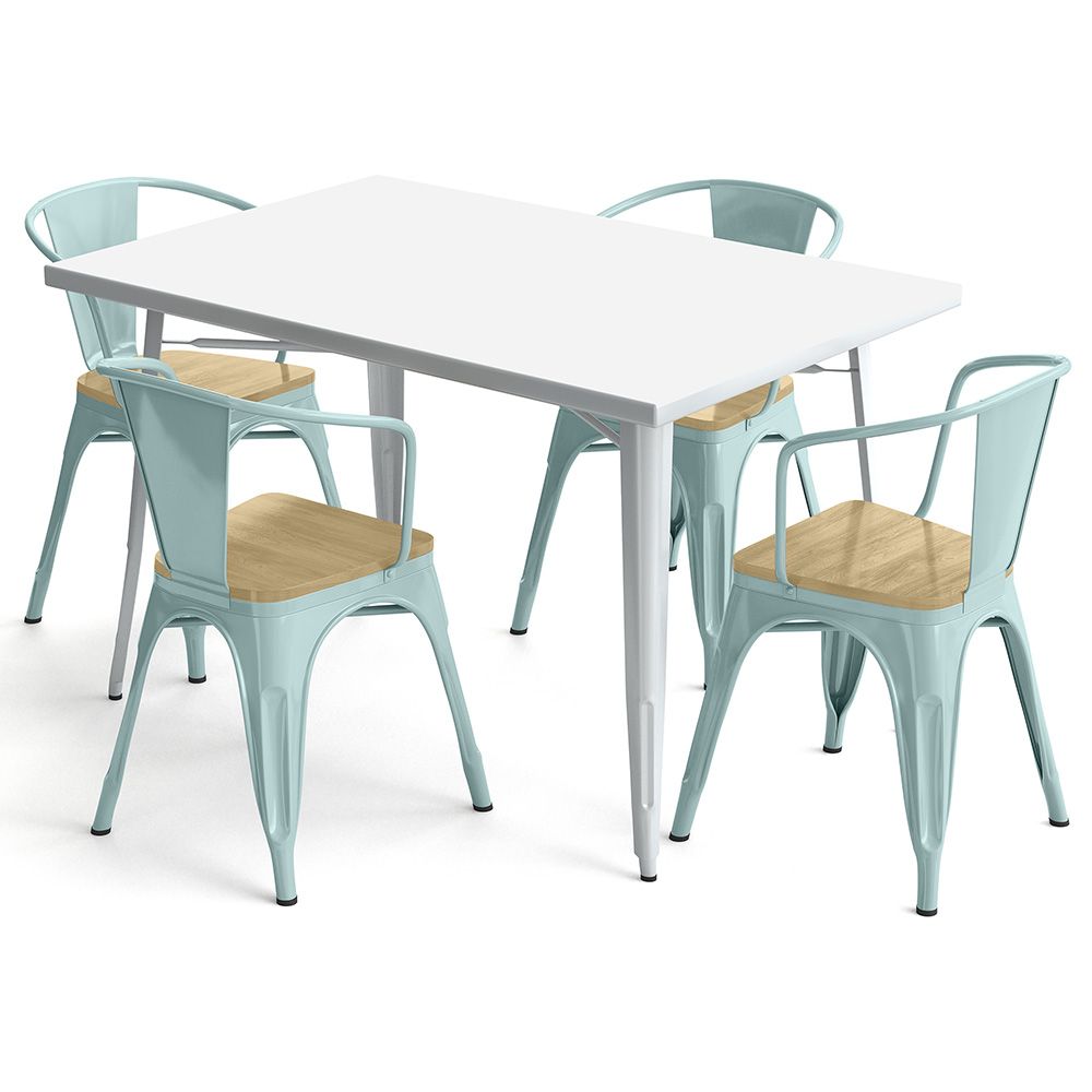 Pack Table de salle à manger et 4 chaises de salle à manger avec accoudoirs Design industriel - Nouvelle édition - Bistrot Stylix image 8