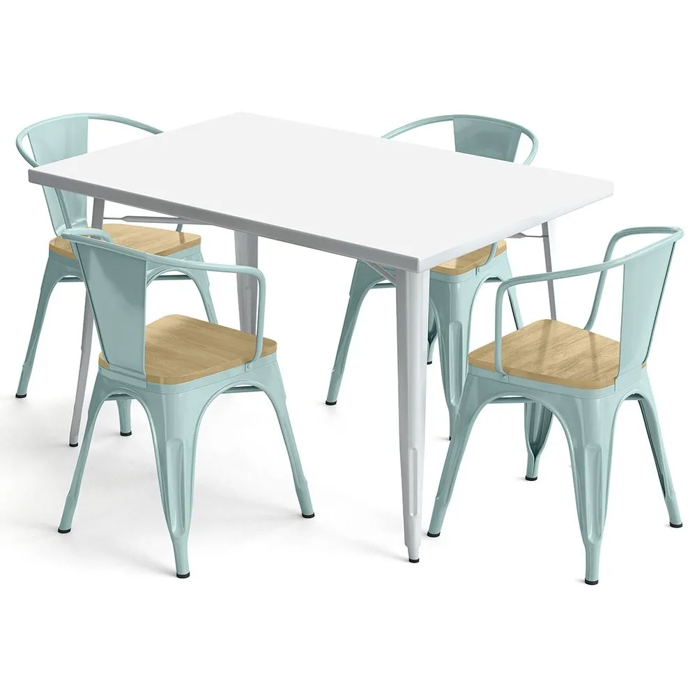 Pack Table de salle à manger et 4 chaises de salle à manger avec accoudoirs Design industriel - Nouvelle édition - Bistrot Stylix image 8