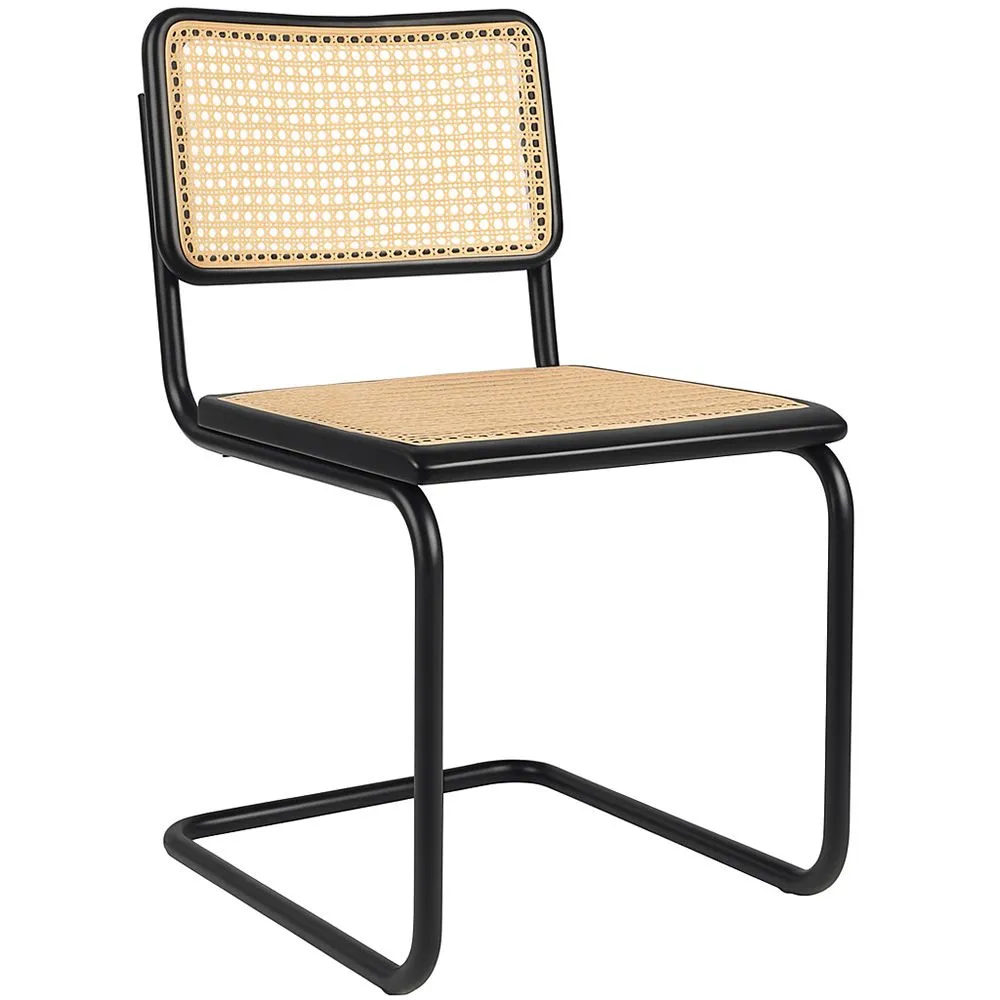 Chaise de salle à manger - Design vintage - Bois et rotin naturel - Noir - Bastral image 8