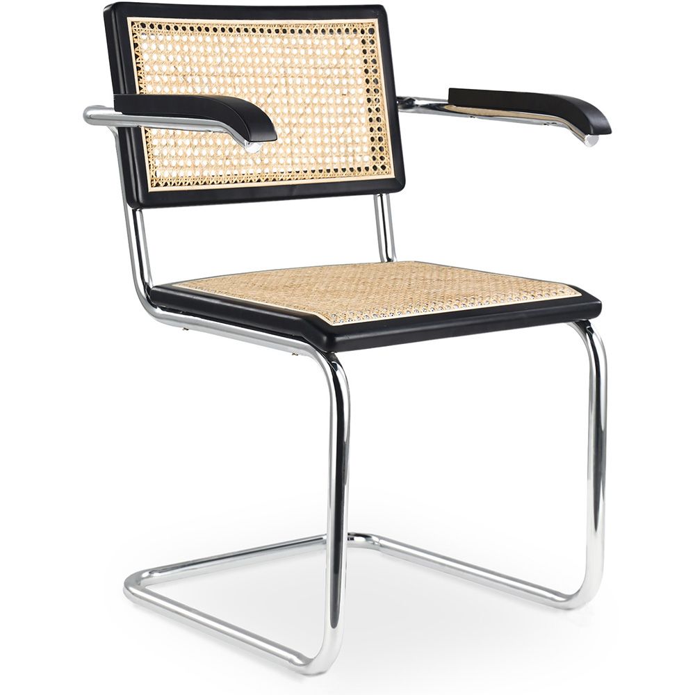 Chaise à manger avec accoudoirs - Design vintage - Bois et rotin - Bruna image 8
