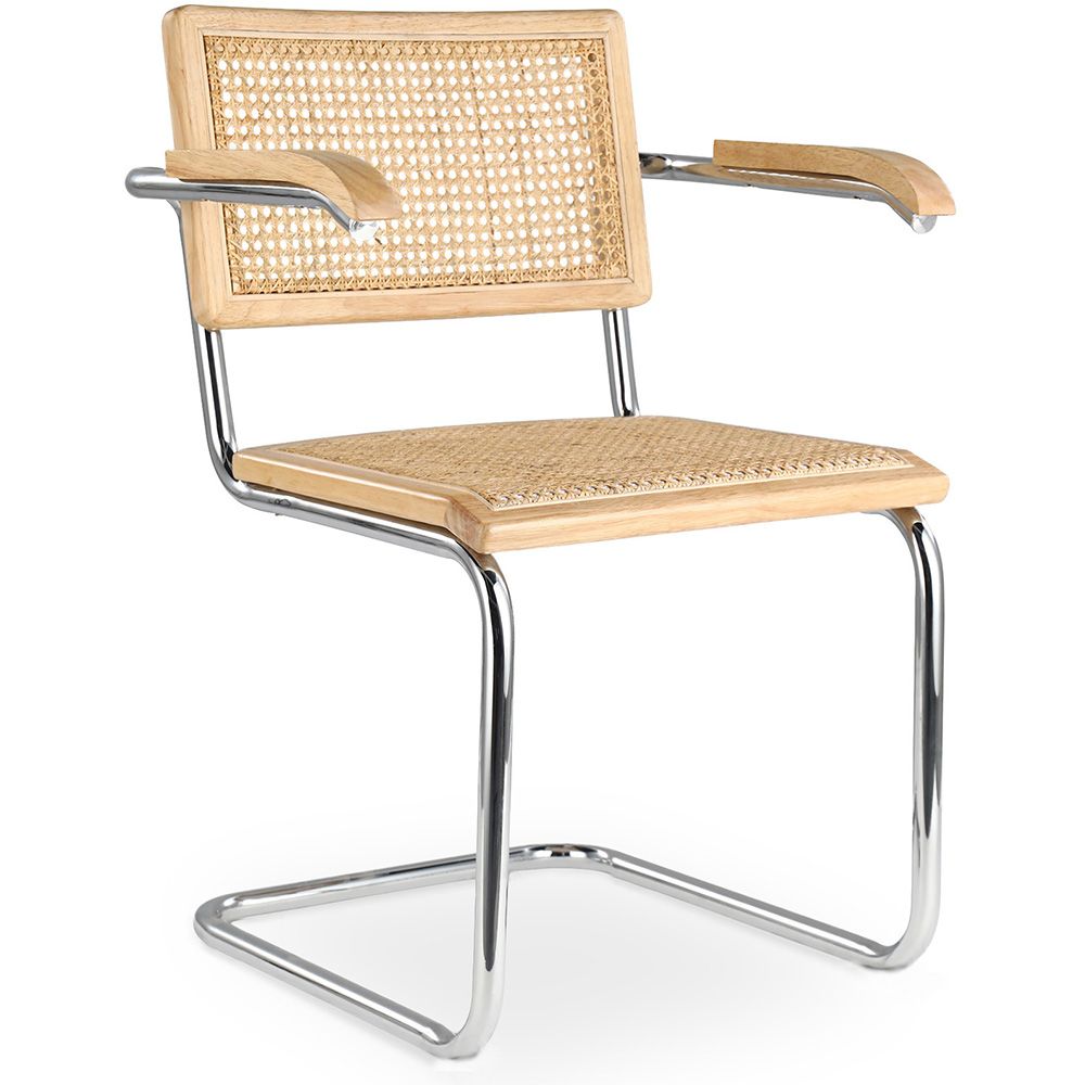 Chaise à manger avec accoudoirs - Design vintage - Bois et rotin - Bruna image 8