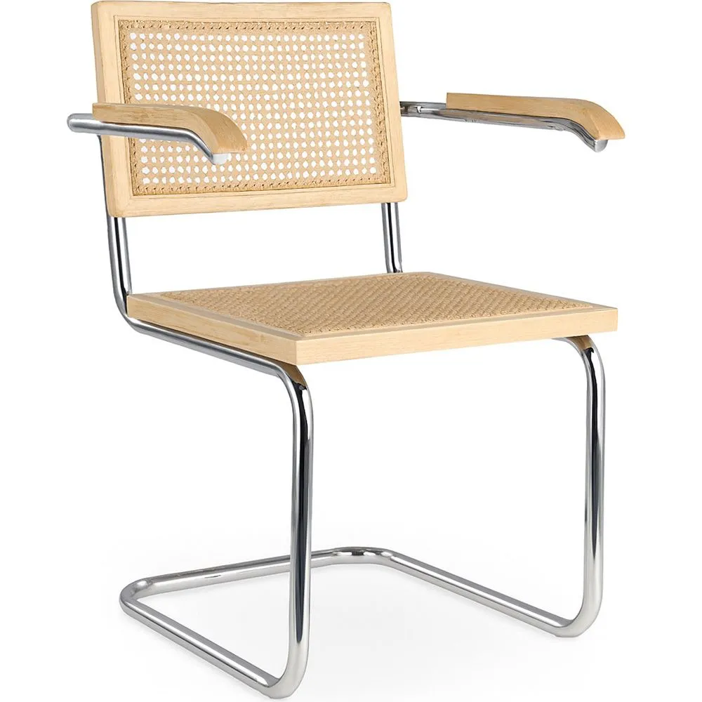 Chaise à manger avec accoudoirs - Design vintage - Bois et rotin - Bruna image 8